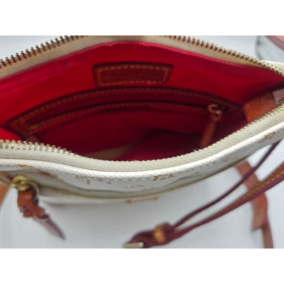 Dooney & Bourke Gretta Women's Crossbody Purse Handbag Leather‎ White/Tan - Picture 16 of 16